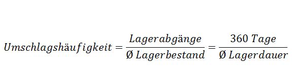 Formel von Umschlagshäufigkeit , hier: Kleine Kennzahlensammlung für Ihre Firma