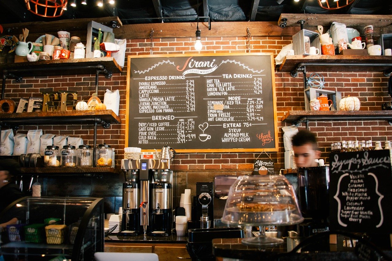 Theke bar eines neu gegründeten Cafés