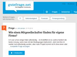 Screenshoot gutefrage.net zum Thema Mitgesellschafter finden