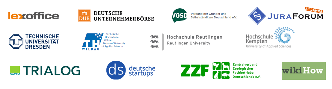 Logos von Unternehmen wodurch Gründerlexikon bekannt ist