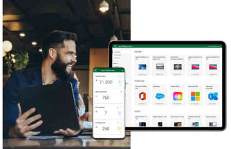 verschiedene Online Produkte auf einem Tablet
