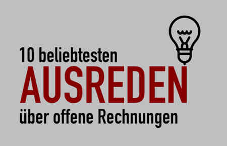 Schriftzug "10 beliebtesten Ausreden" mit einer Glühbirne