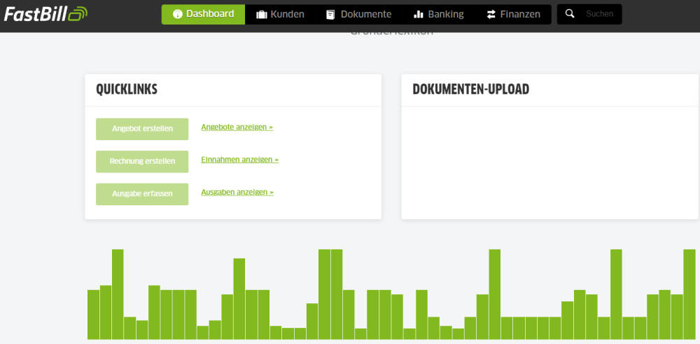 Blick auf das FastbIll Dashboard